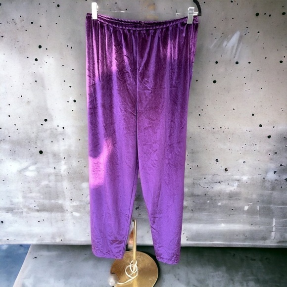 Sears Pants - SEARS purple velour pants, size M, (12-14), vintage, made in USA, elastic waist